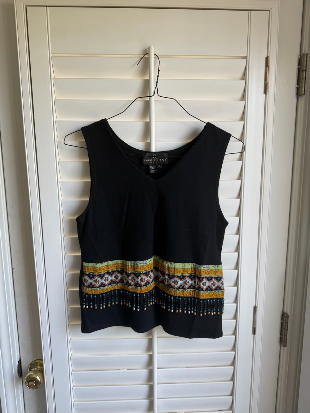 Vintave boho beaded Carole Little Tank Top sz 8